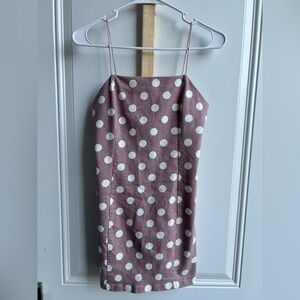 ESSUE | Pink & White Polka Dot mini Dress | Size Small